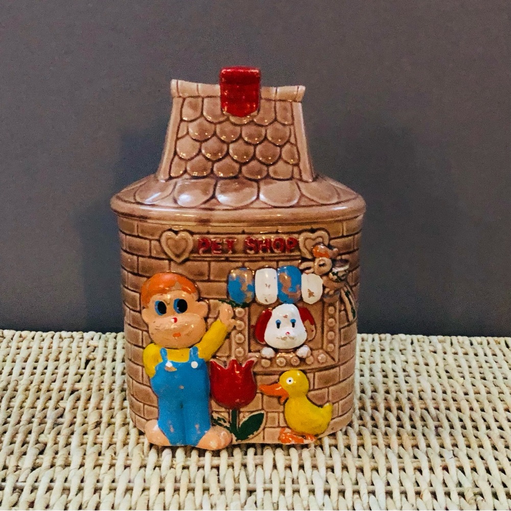 50's Pet Shop Cookie Jar - 50's Japan - Novelty Cookie Jar - Kitchen
